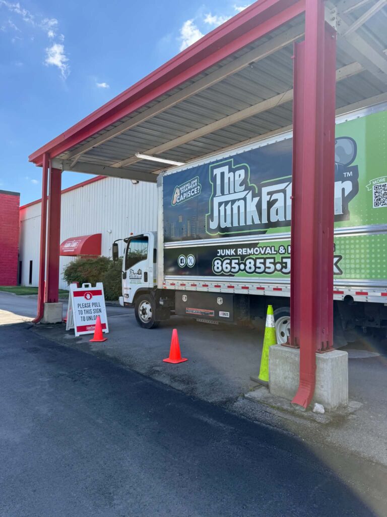 The JunkFather truck parked at a KARM donation center